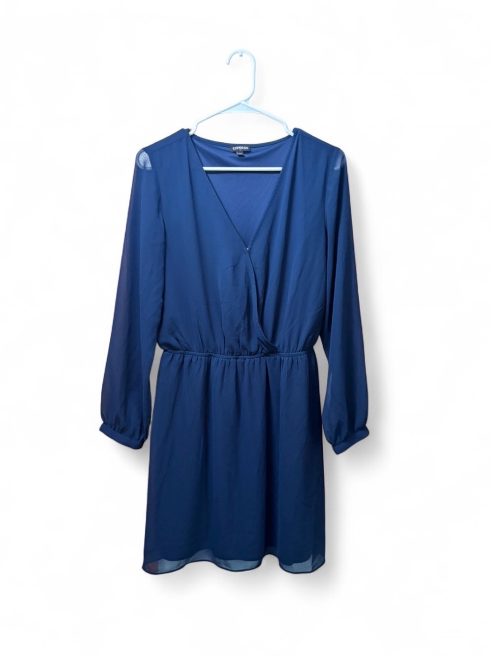 Express Chiffon Long-Sleeve V-Neck Dress